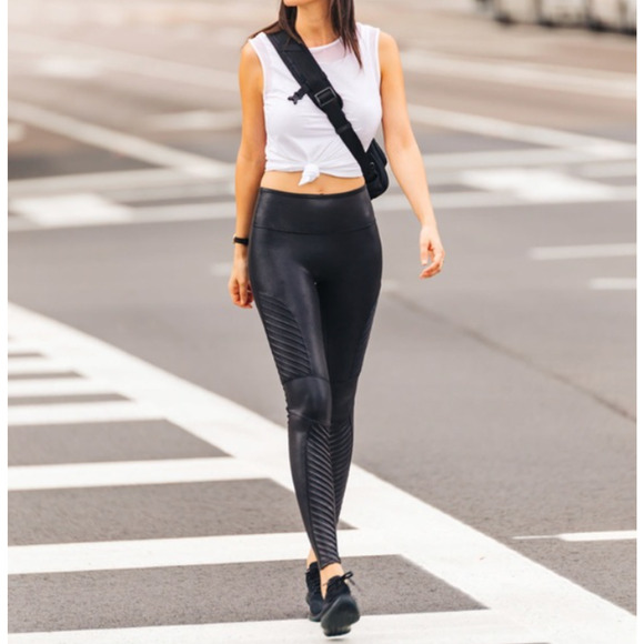 Style Spanx Faux Leather Panel Leggings Spanx Faux Leather Look